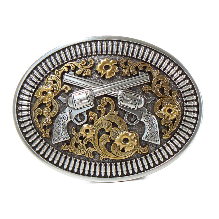 Floral Revolver Gun & Shells Belt Buckle - Henderson's Western Store