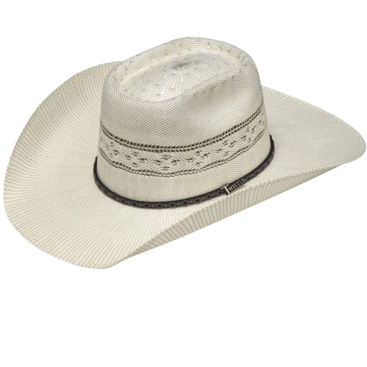 Twisted Ivory & Grey Bangora Straw Hat ~ Brick Top - Henderson's Western Store