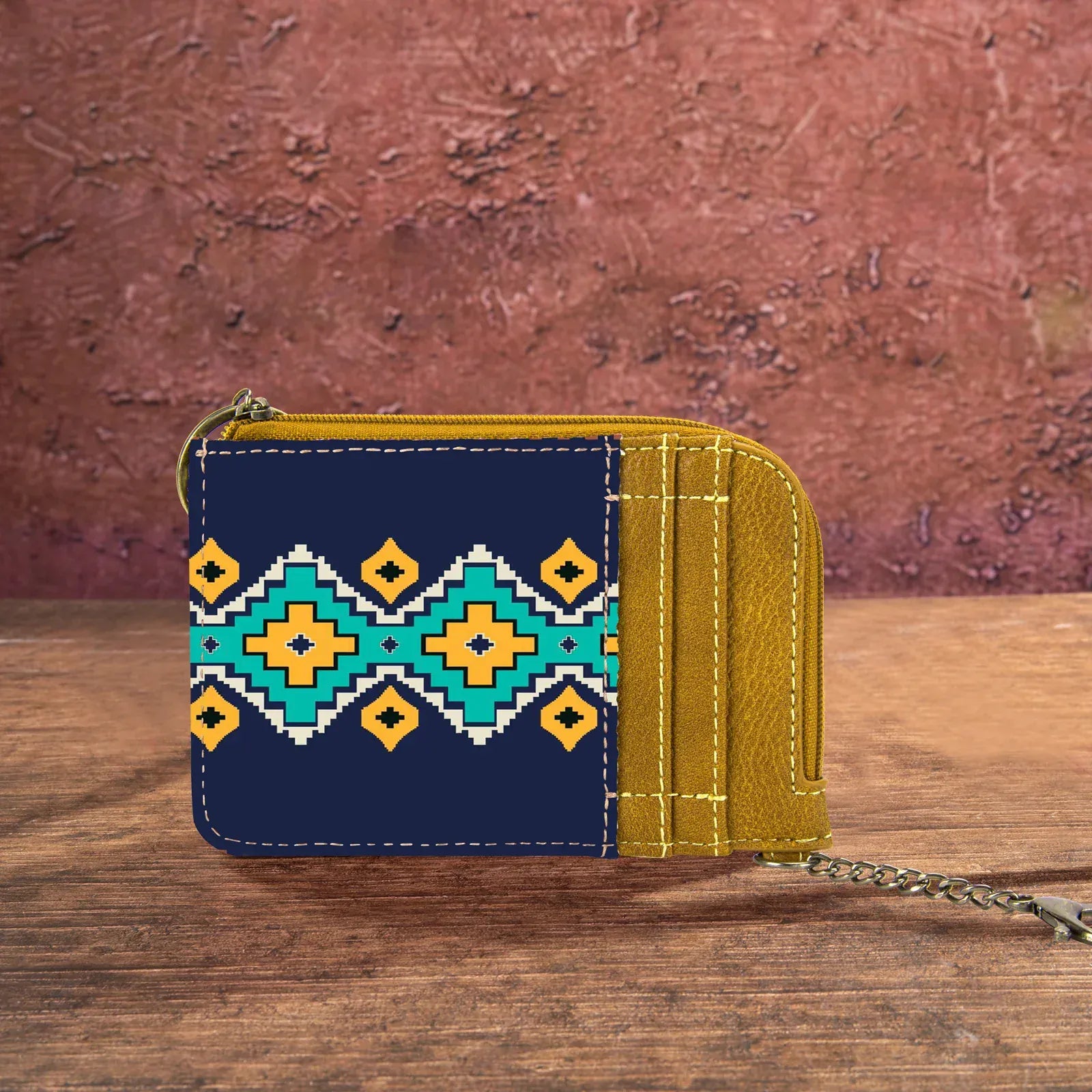 Wrangler Southwest Print Mini Zip Card Case ~ Mustard - Henderson's Western Store