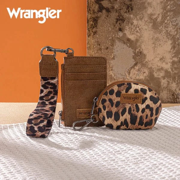 Wrangler Leopard Print Dual Pouch Wristlet ~ Brown - Henderson's Western Store