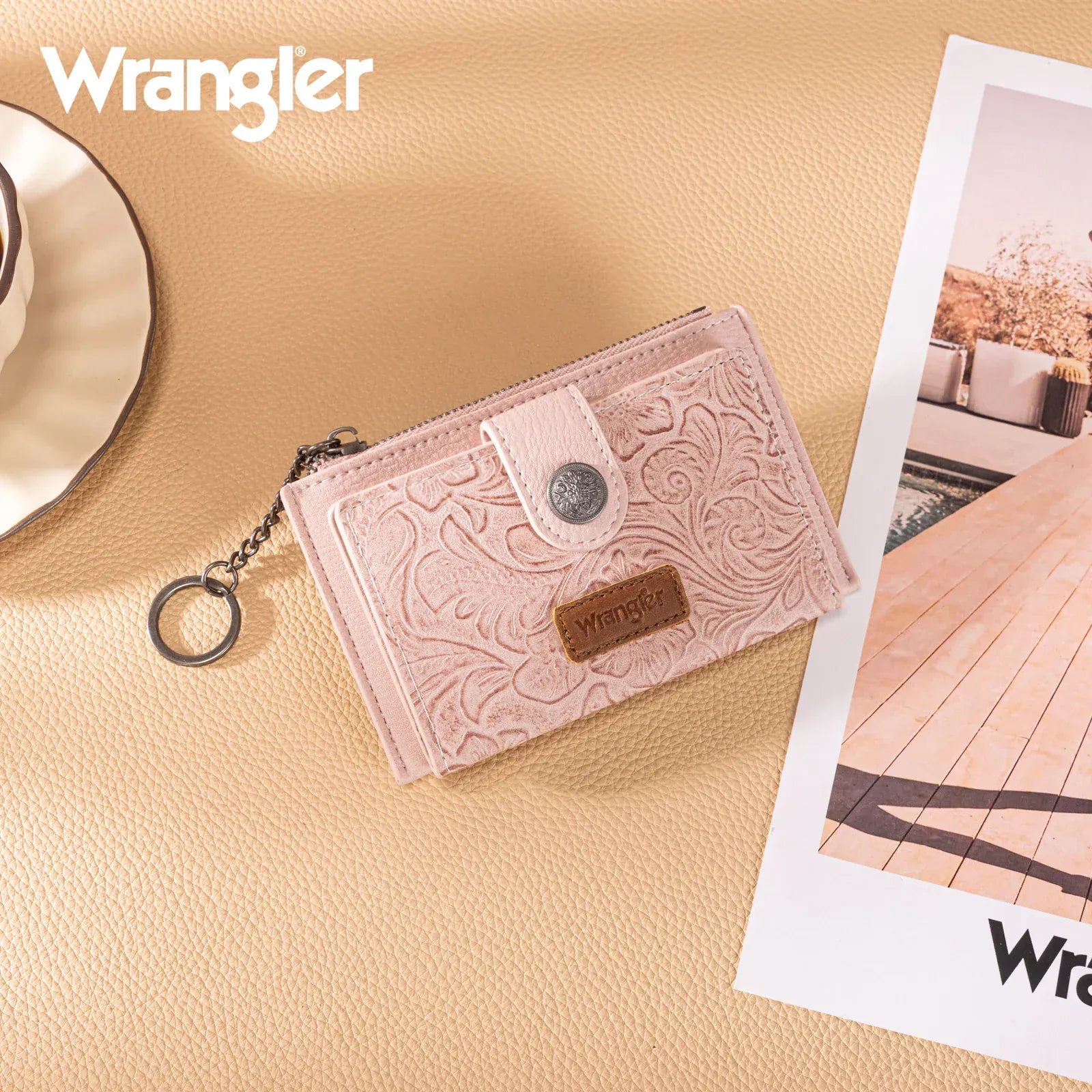 Wrangler Floral Embossed Bi-fold Wallet ~ Pink - Henderson's Western Store