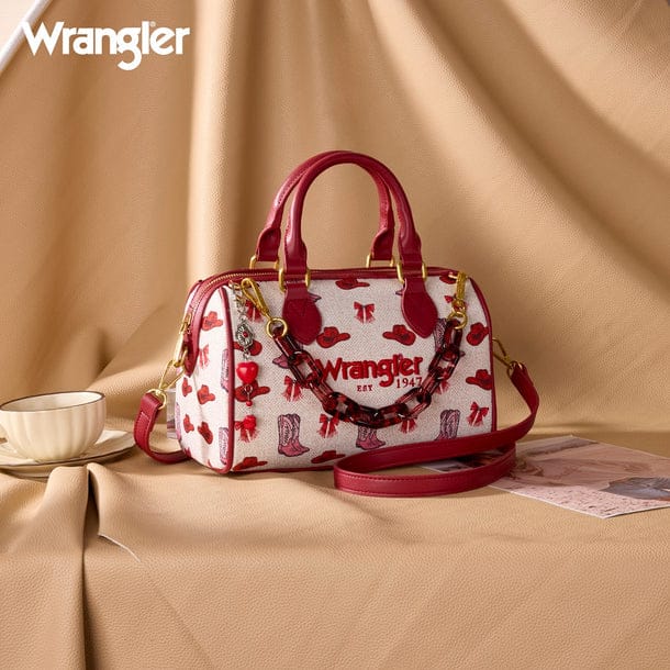 Wrangler Western Print Cowgirl Boston Bag ~ Pink - Henderson's Western Store