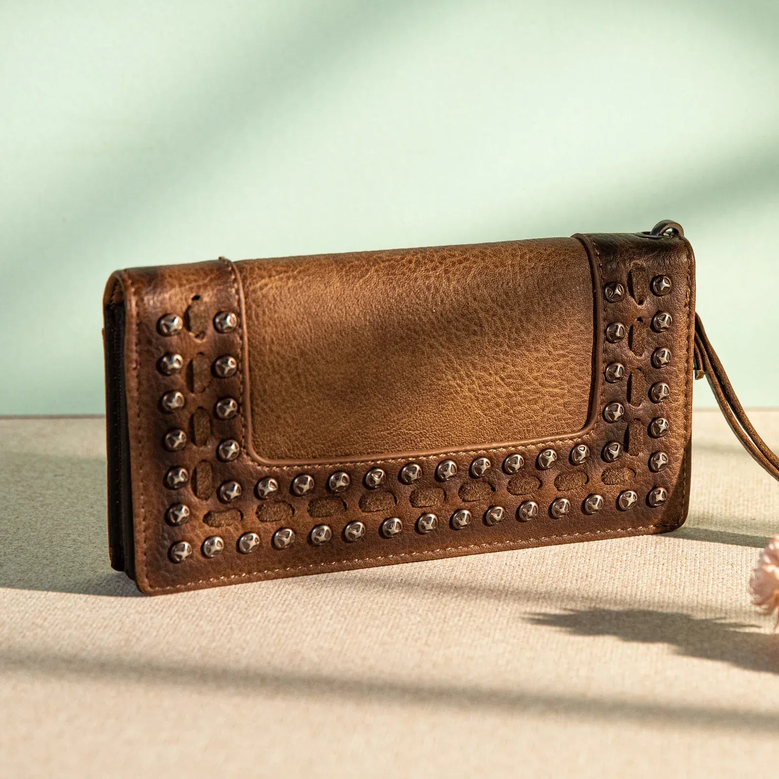 Wrangler Studded Wallet~ Coffee - Henderson's Western Store