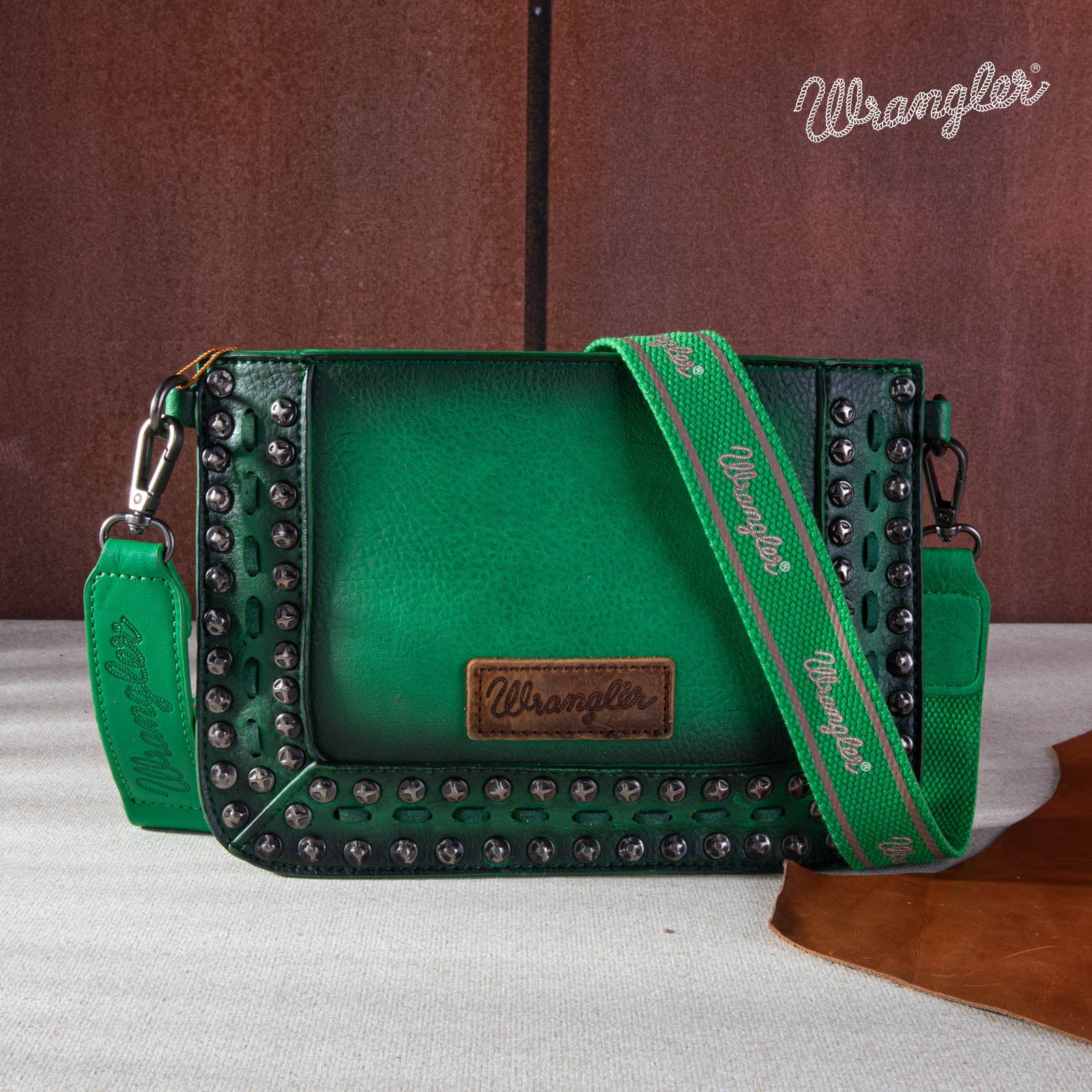 Wrangler Rivets Crossbody/Wristlet ~ Green - Henderson's Western Store