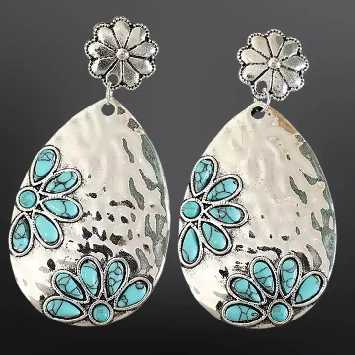 Western Turquoise Flower Earrings - Henderson's Western Store