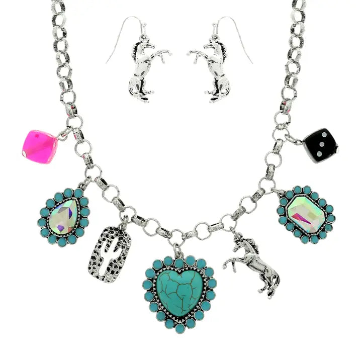 Western Theme Jeweled Charm Necklace Set - Henderson's Western Store