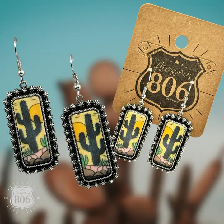 Western Cactus Scene Earring - Henderson's Western Store