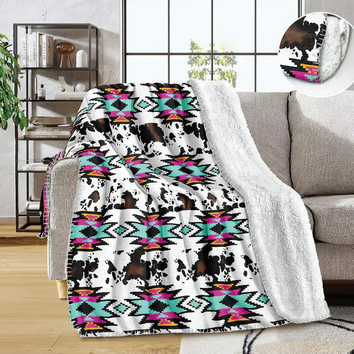 Aztec Queen Sherpa Blanket - Henderson's Western Store