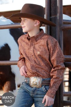 Boy's Paisley Print by Cinch ~ Brown - Henderson's Western Store