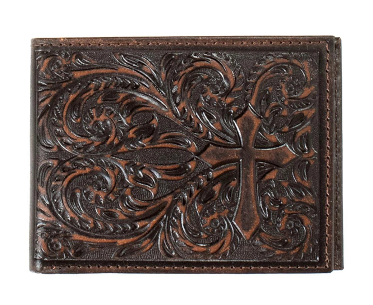 Leather Embossed Cross Wallet ~ Bi-Fold - Henderson's Western Store
