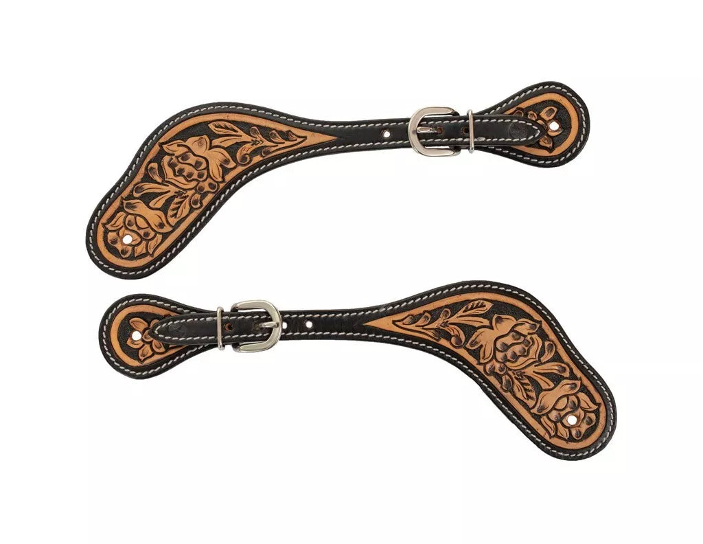 Blooming Wild Rose ~ Spur Strap - Henderson's Western Store