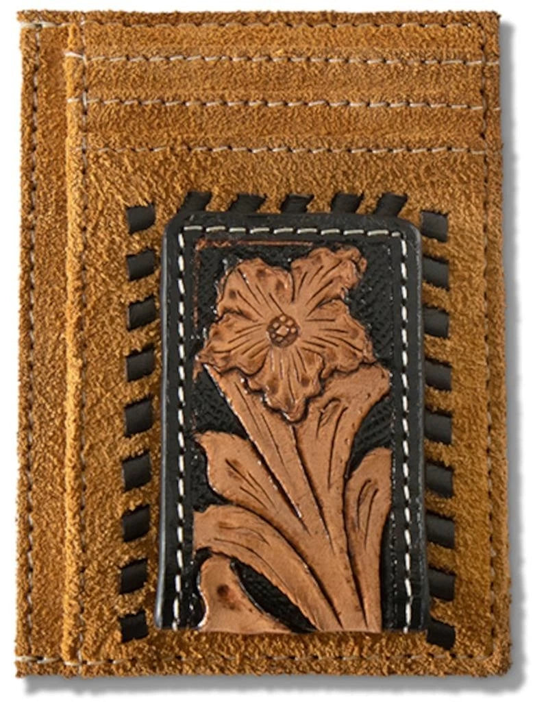Ariat Money Clip ~ Floral Roughout - Henderson's Western Store