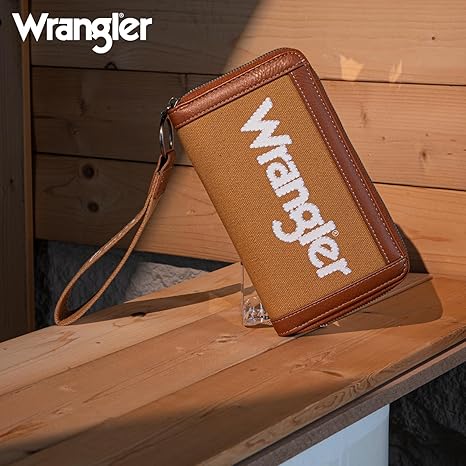 Wrangler Logo Wallet ~ Brown - Henderson's Western Store
