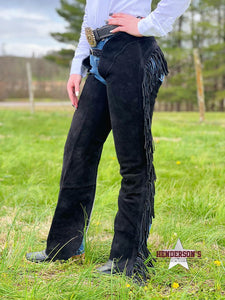 Load image into Gallery viewer, Suede Equitation Chaps ~ Black - Henderson&#39;s Western Store