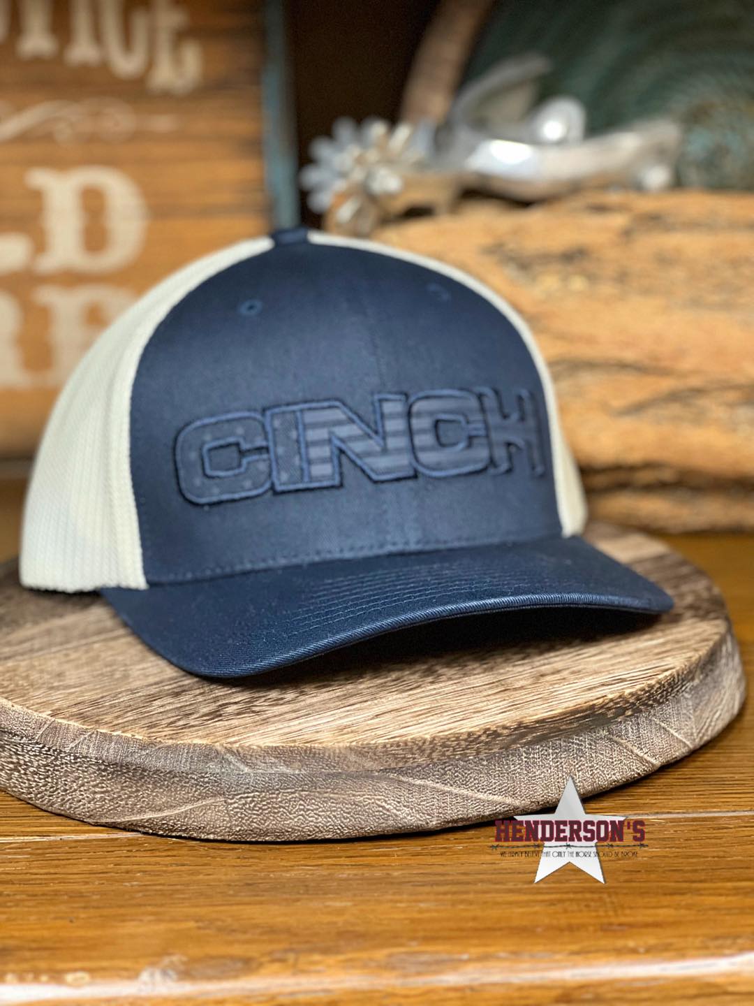 Cinch Flex Fit Ball Cap ~ Navy & Cream - Henderson's Western Store