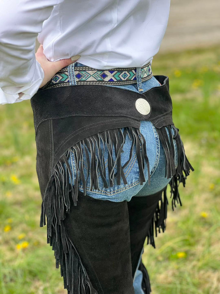Suede Equitation Chaps ~ Black - Henderson's Western Store