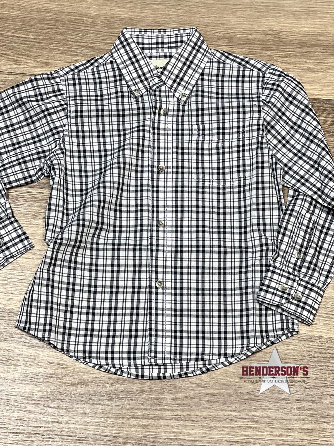 Boy's Riata Plaid ~ Black & White - Henderson's Western Store