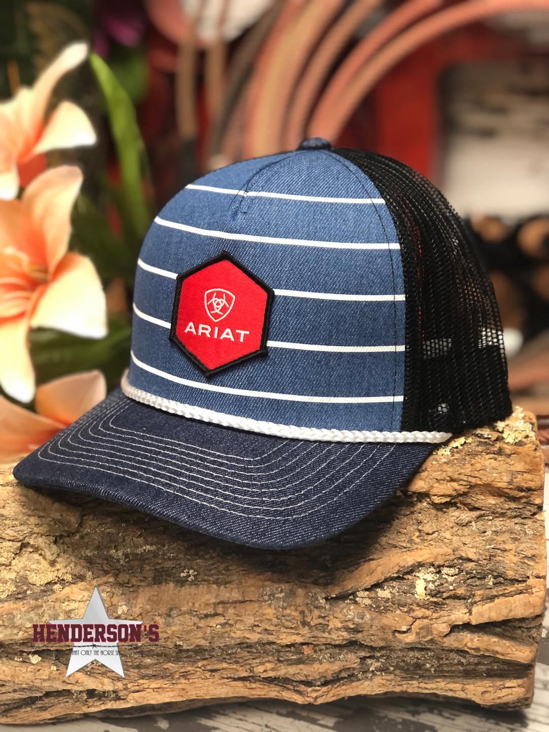 Ariat Ball Cap ~ Denim Striped Ball Caps M & F WESTERN