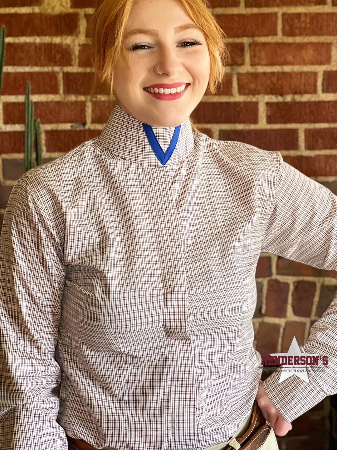 RHC Ladies Hunt Shirt ~ Brown Check - Henderson's Western Store