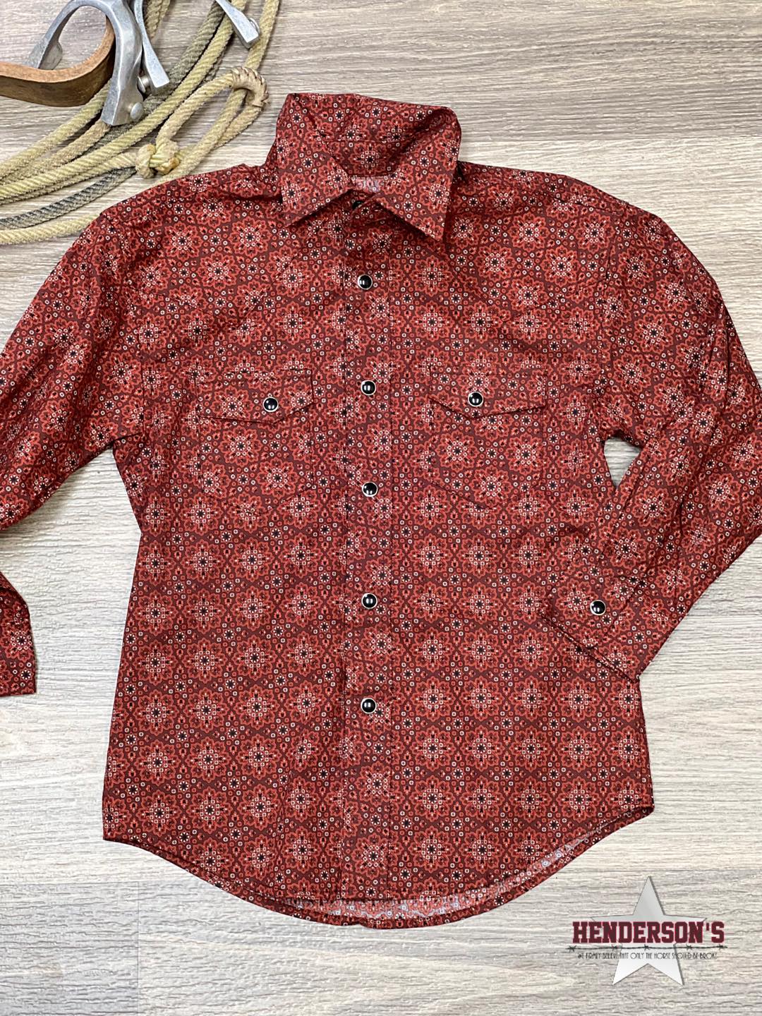 Boy's Medallion Print ~ Burgundy - Henderson's Western Store