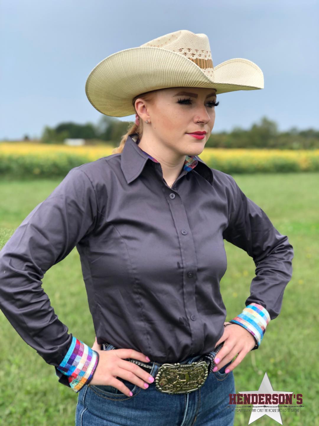 Sateen Concealed Zipper Show Shirt - Charcoal Show Shirt Royal Highness