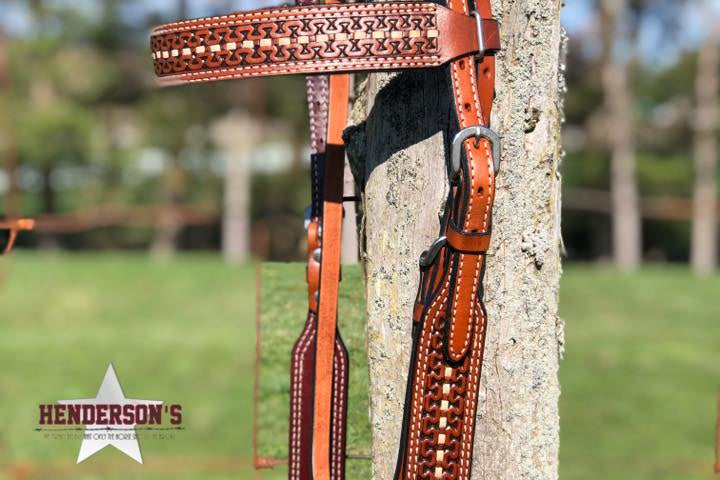 Leather Headstall ~ Tooled W/Buckstitch ~ SH Collection Headstalls Henderson's Western