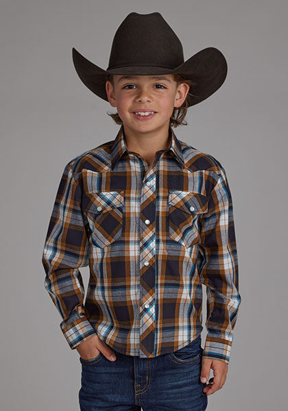 Boy's Caramel Plaid by Roper - Henderson's Western Store