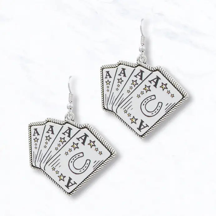 Lucky Aces Poker Card Western Earrings - Henderson's Western Store