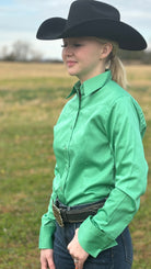 Sateen Solid Shirts ~ Apple Green - Henderson's Western Store