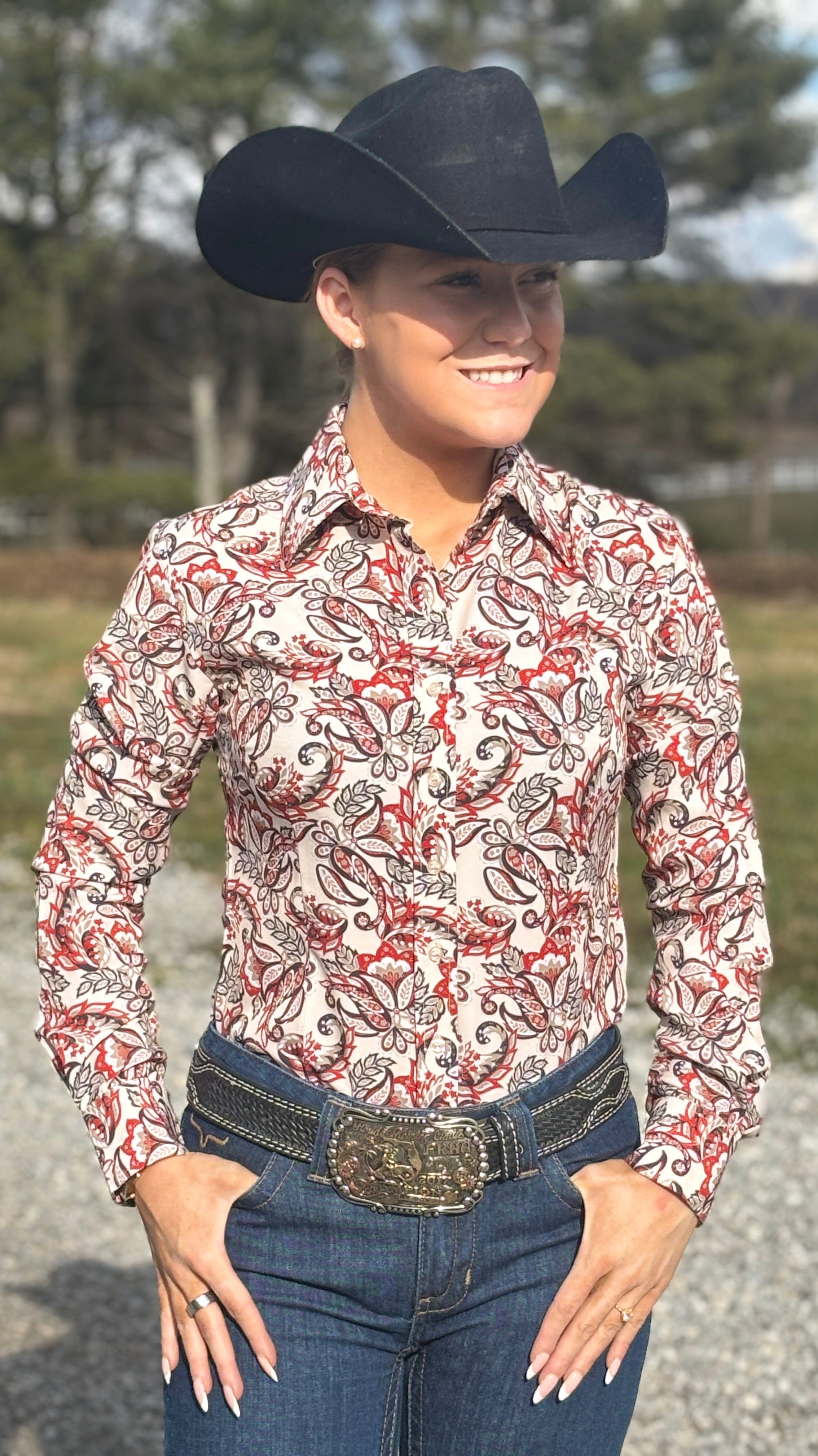 RHC Easy Care Show Shirt ~ Cream Paisley - Henderson's Western Store