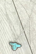 Western Turquoise Cow Head Pendant Necklace - Henderson's Western Store