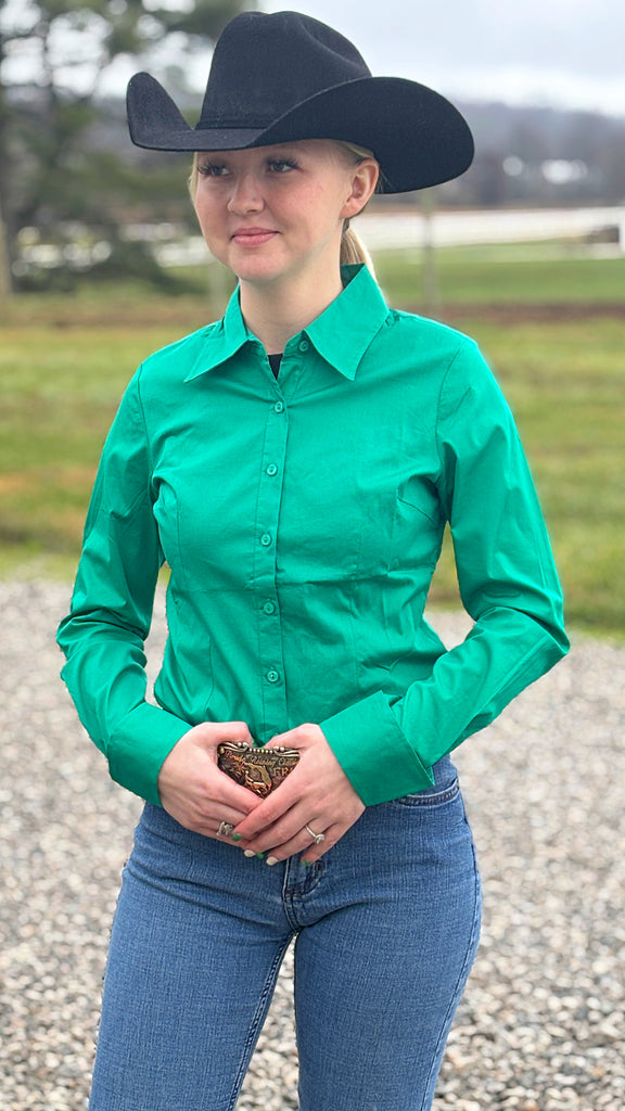 Solid Button Down Shirts Kelly Green - Main Image
