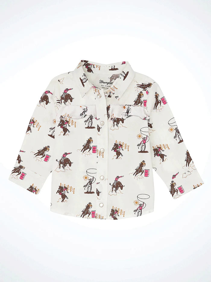 Wrangler Girls Ruffle Yoke Print Western Shirt - Henderson's Western Store