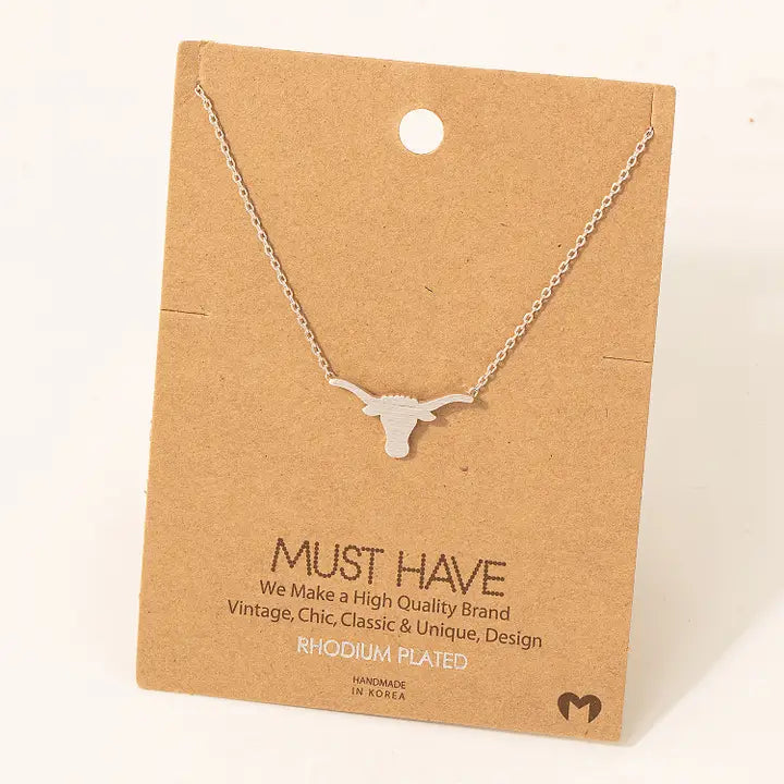 Dainty Bull Head Pendant Necklace - Henderson's Western Store