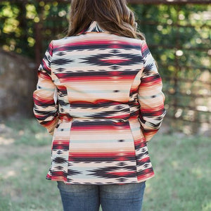 Load image into Gallery viewer, Aztec Print Blazer ~ Khaki &amp; Red - Henderson&#39;s Western Store