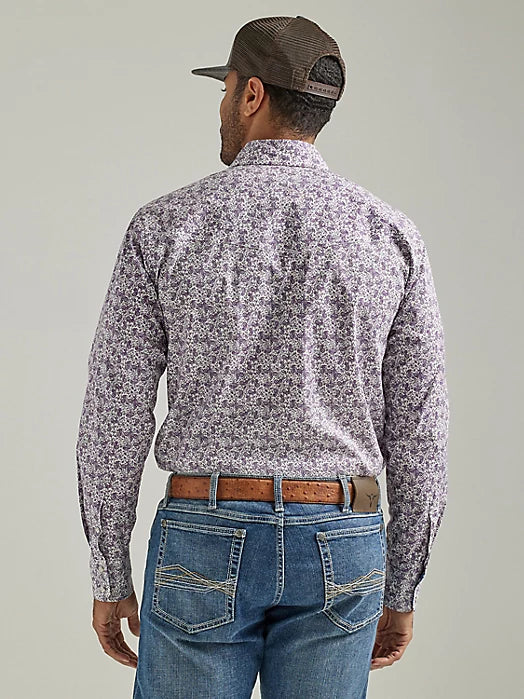 Wrangler 20X Competition Shirt ~ Purple Paisley - Henderson's Western Store