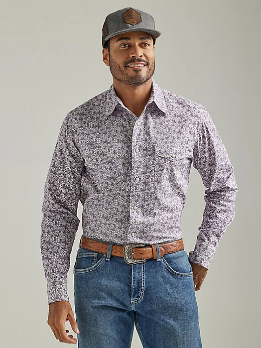 Wrangler 20X Competition Shirt ~ Purple Paisley - Henderson's Western Store