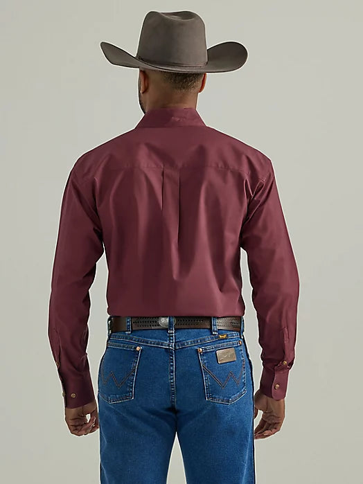 Men's George Strait Shirt by Wrangler ~ Wine - Henderson's Western Store