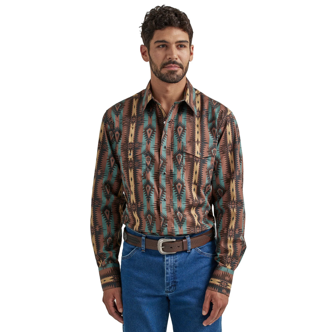 Checotha  Western Shirt by Wrangler ~ Brown Aztec - Henderson's Western Store