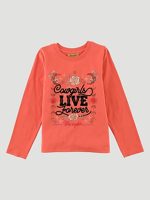 Cowgirls Live Forever Tee ~ Tangerine - Henderson's Western Store