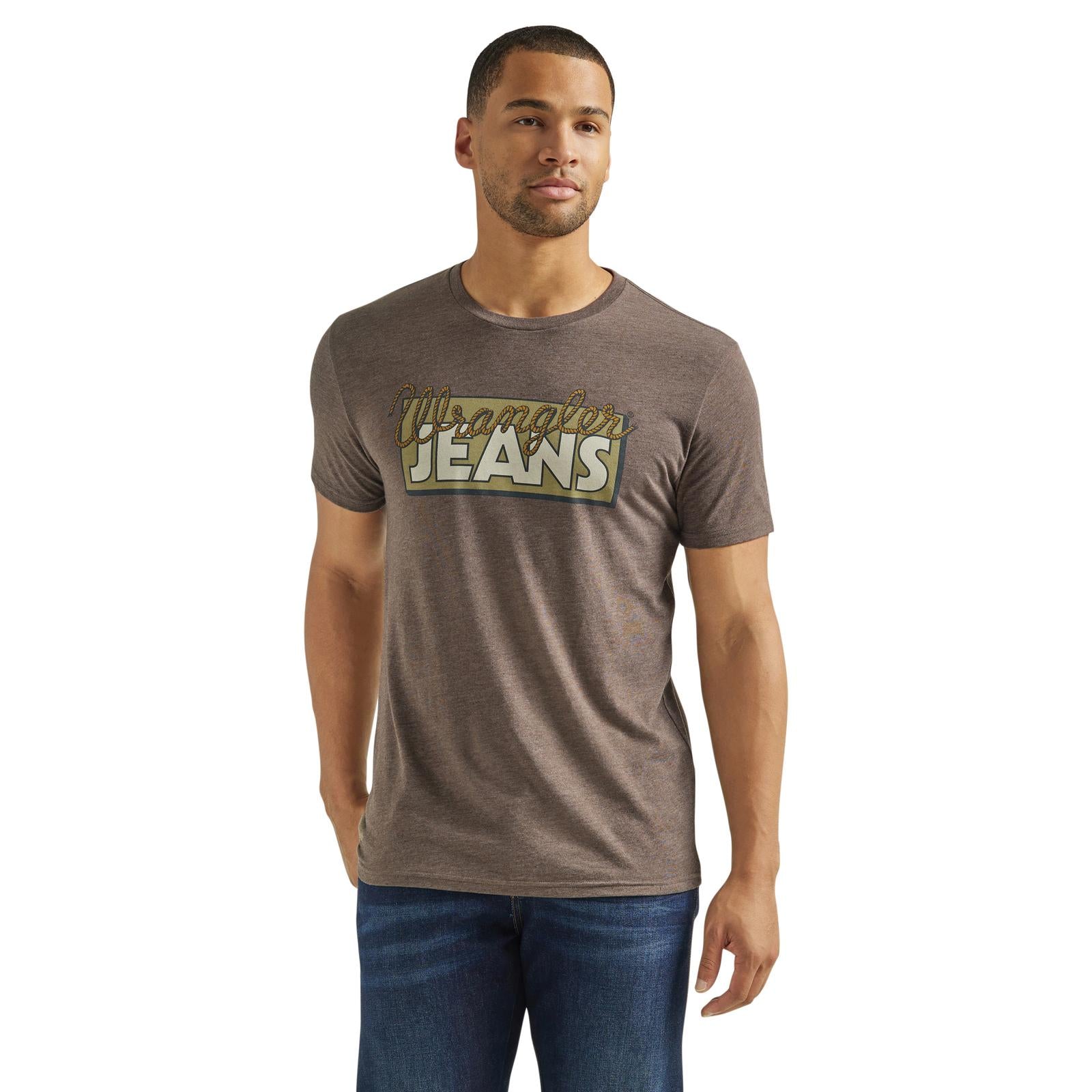 Men's Wrangler Logo Tee ~ Heather Brown - Henderson's Western Store