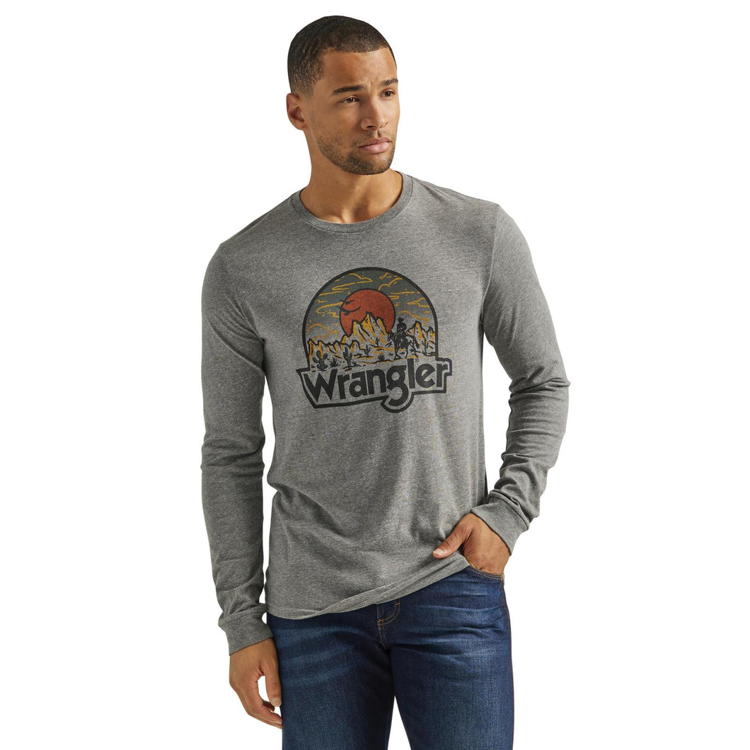 Men's Wrangler Desert Logo Tee ~ Graphite - Henderson's Western Store