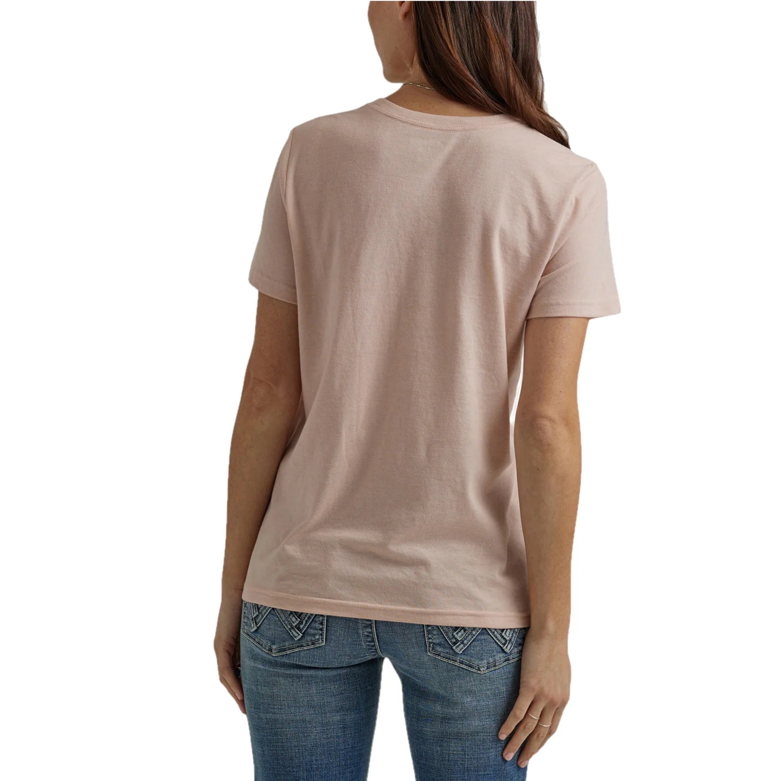 Ladies Wrangler Logo Tee ~ Peach - Henderson's Western Store