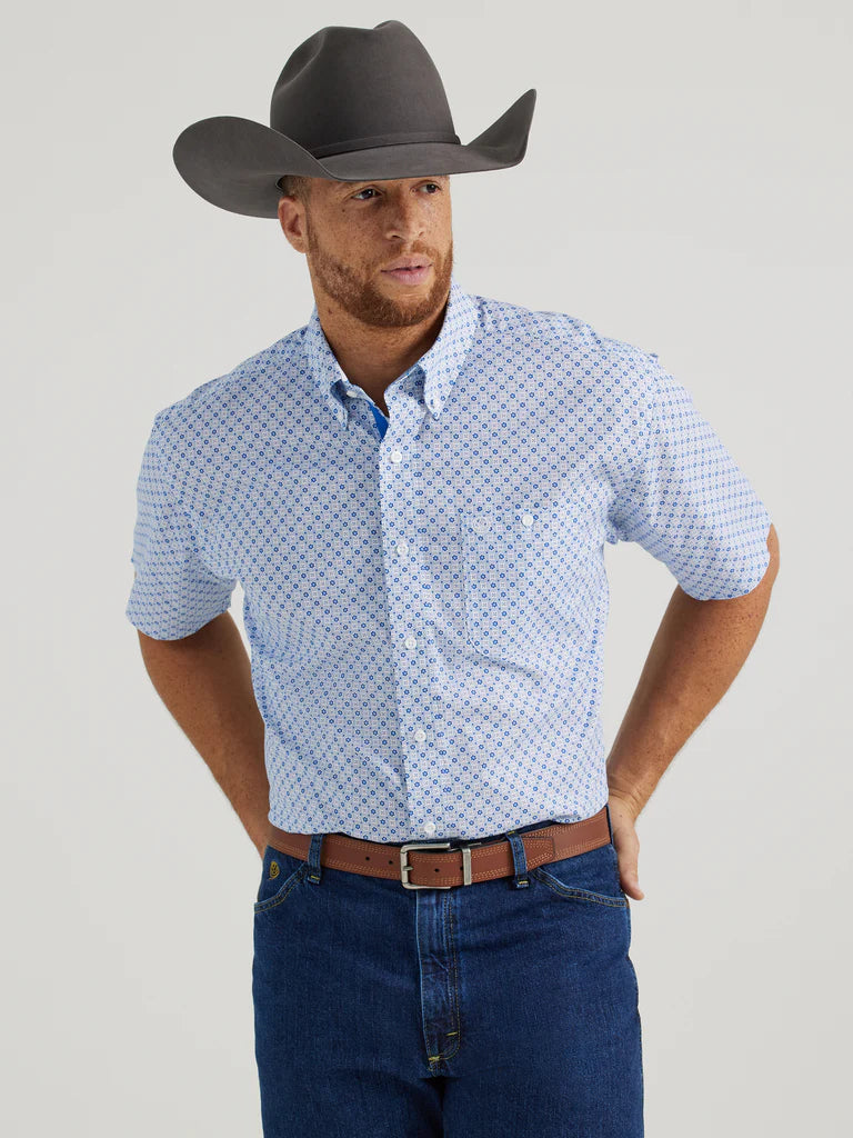 Men's George Strait Shirt ~ Blue & White - Henderson's Western Store