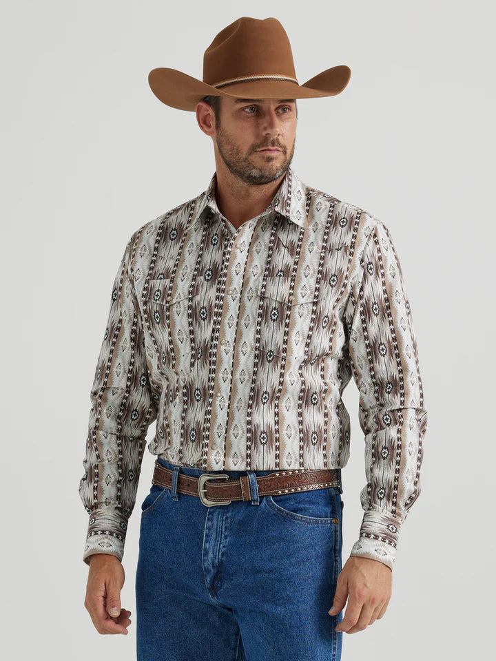 Checotah Western Shirt by Wrangler ~ Brown - Henderson's Western Store
