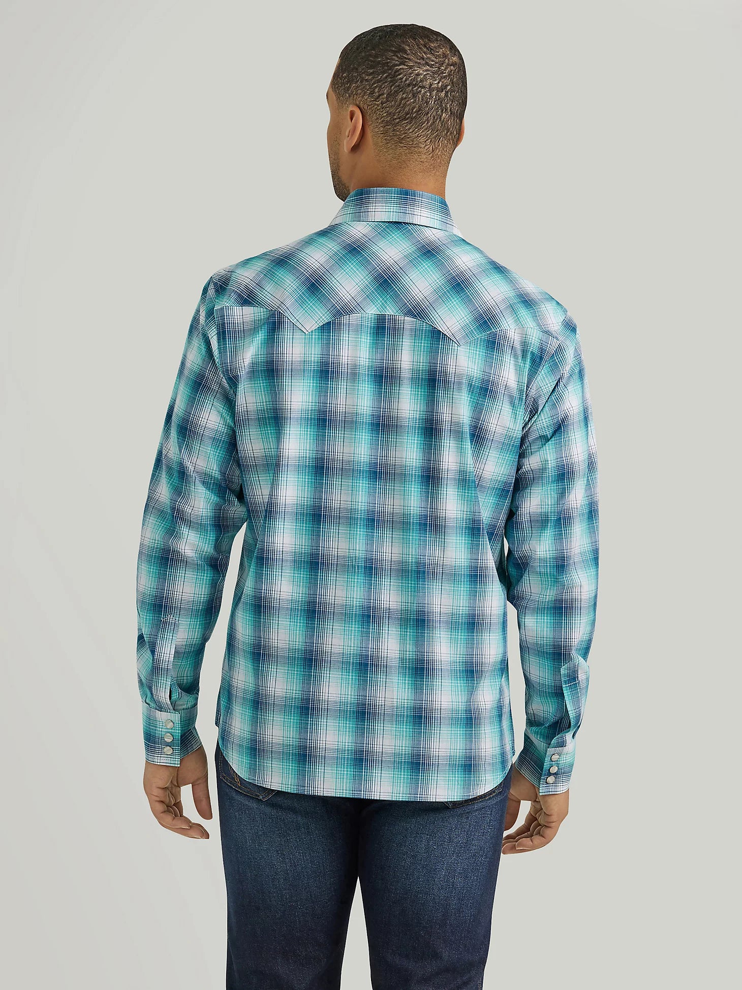 Men's Wrangler Retro Plaid ~ Turquoise - Henderson's Western Store