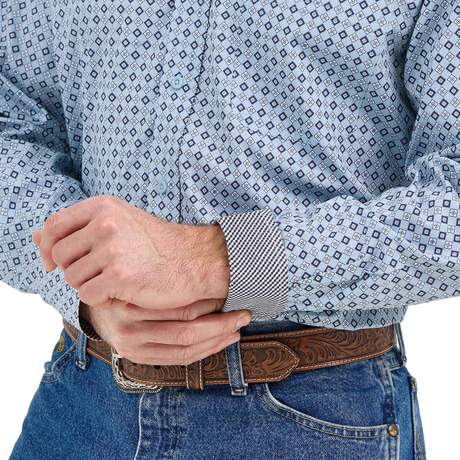 George Strait Shirt by Wrangler ~ Blue Geo - Henderson's Western Store