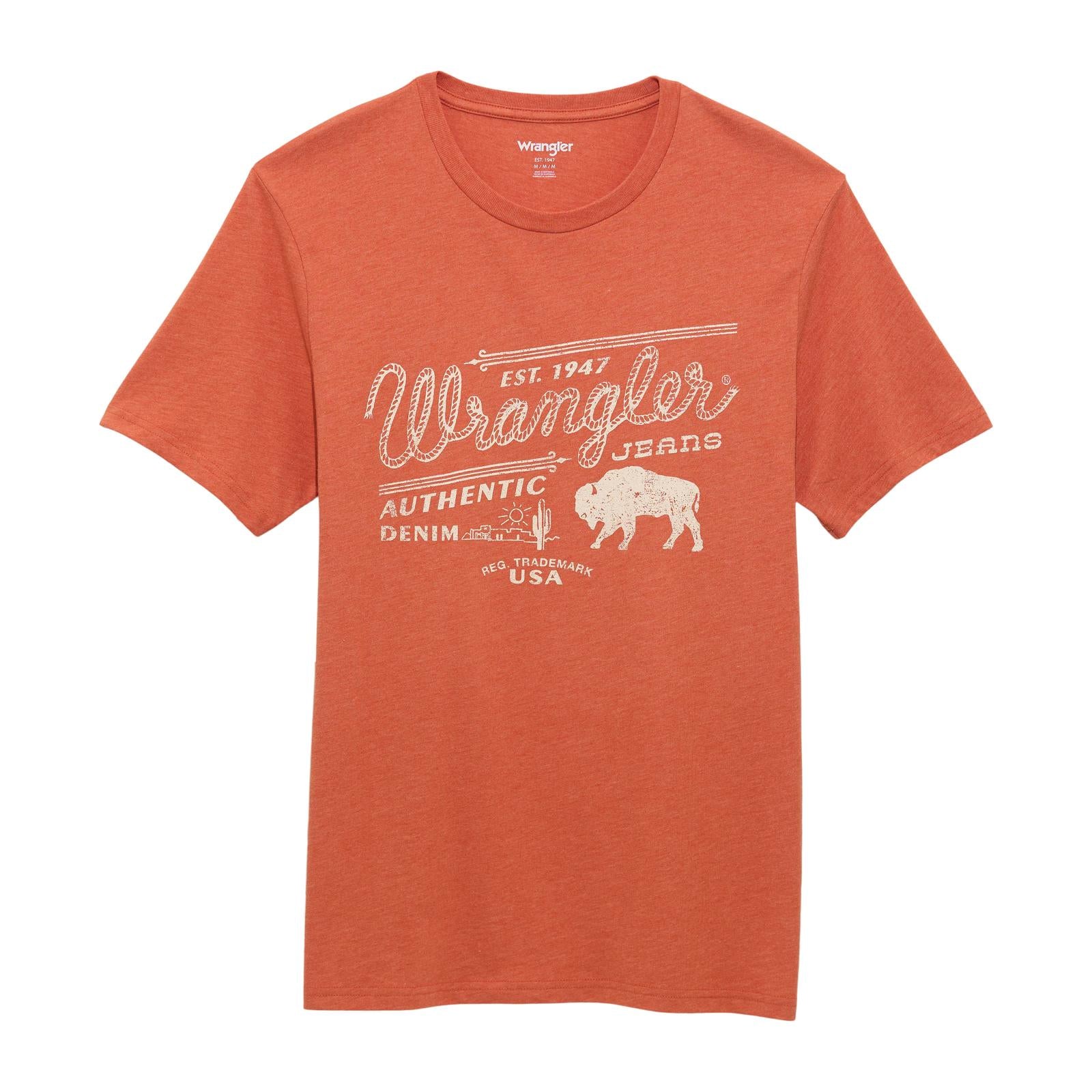 Men's Wrangler Tee ~ Mecca Orange - Henderson's Western Store