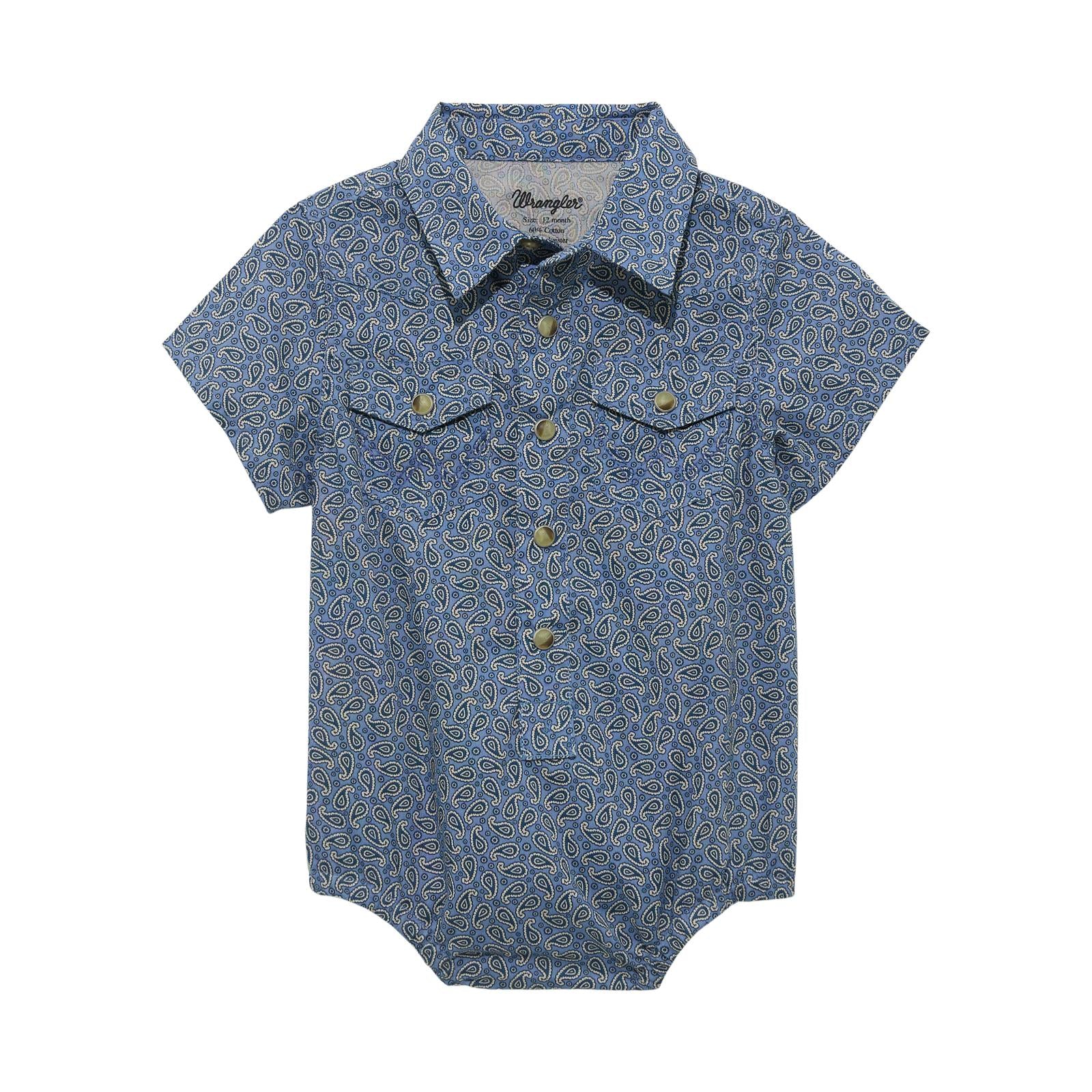 Wrangler Baby Boy Onesie ~ Blue Paisley - Henderson's Western Store