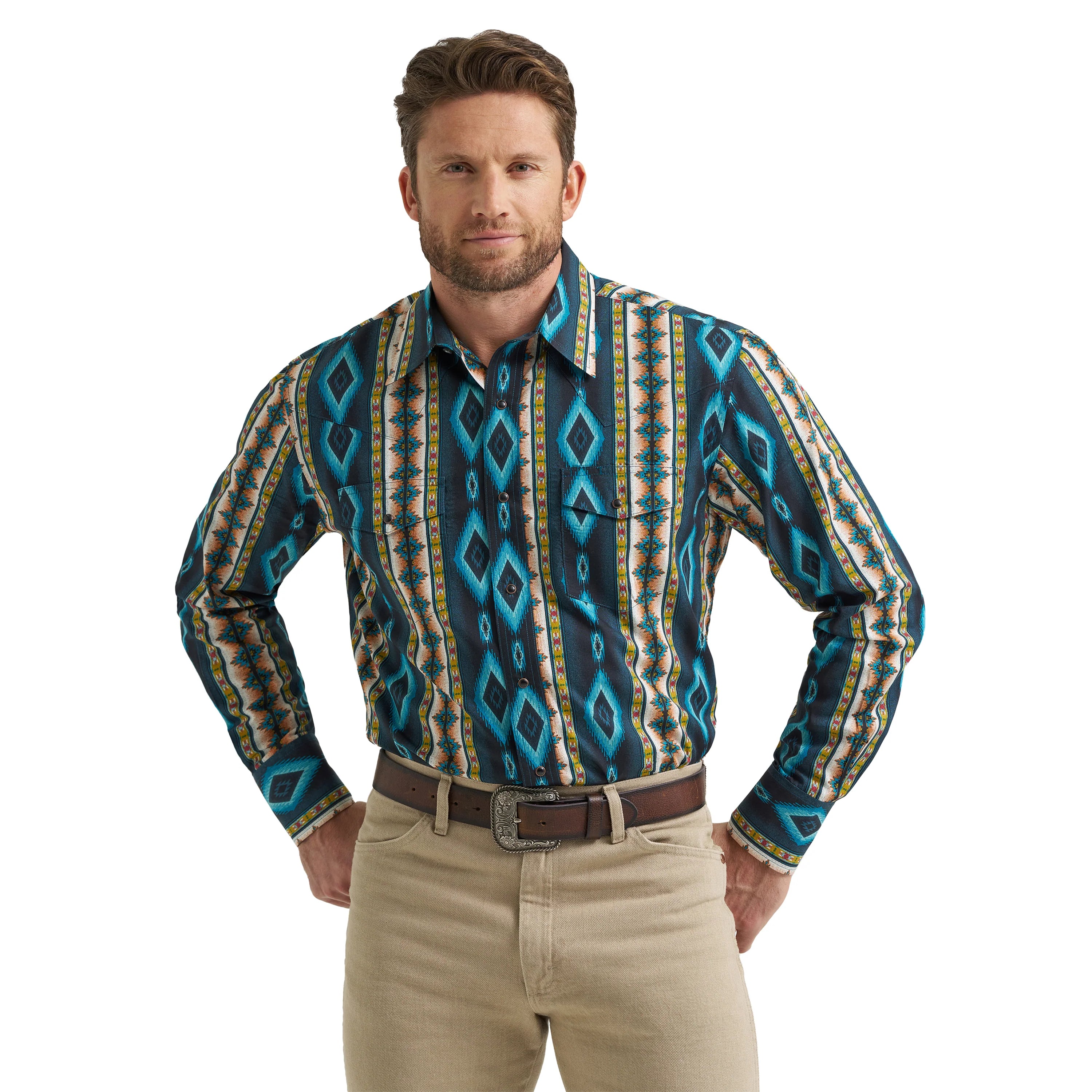 Checotah Western Shirt by Wrangler ~ Teal - Henderson's Western Store